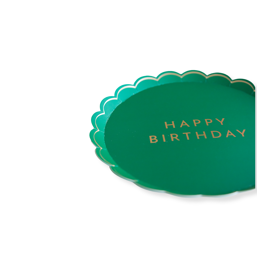 EMERALD GREEN SIGNATURE HAPPY BIRTHDAY SMALL PLATES Bonjour Fete Plates EMERALD GREEN SIGNATURE HAPPY BIRTHDAY SMALL PLATES Bonjour Fete - Party Supplies