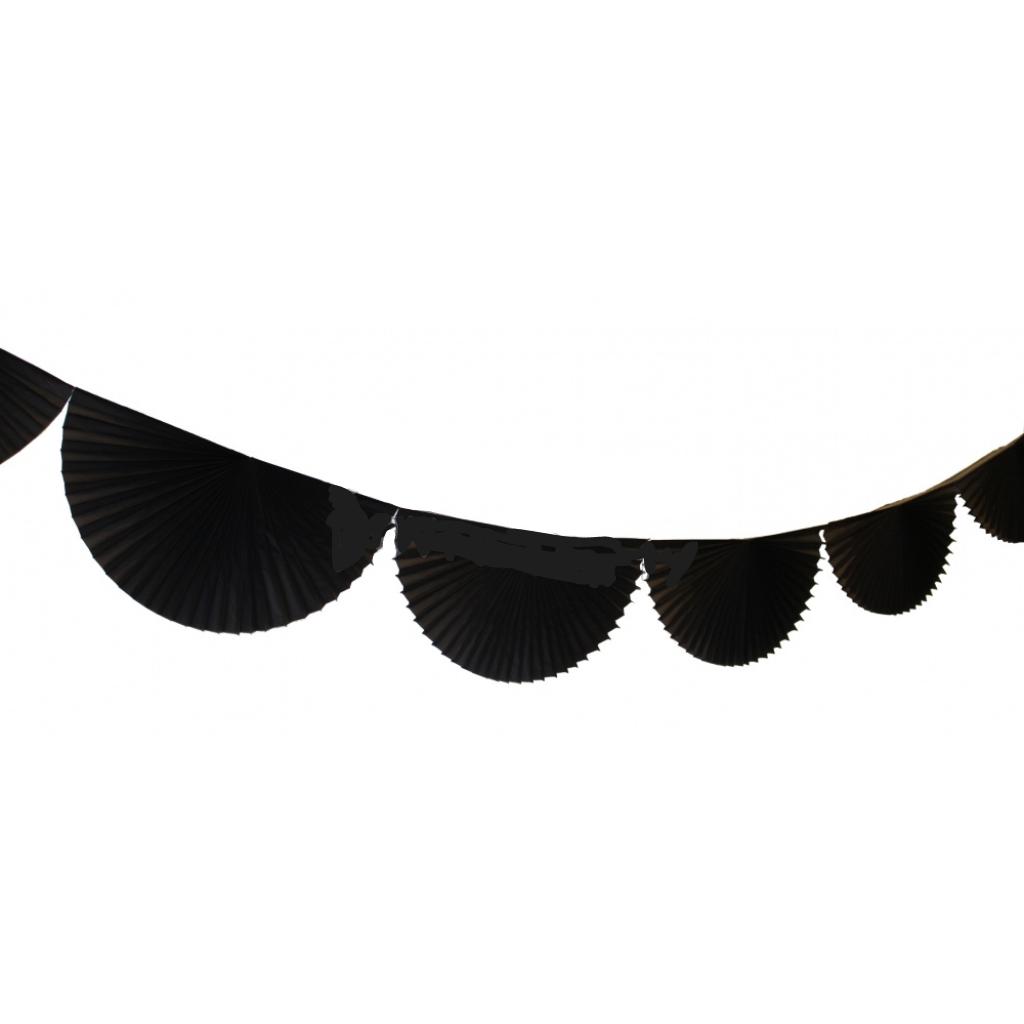 BLACK BUNTING FAN GARLAND Devra Party Bonjour Fete - Party Supplies