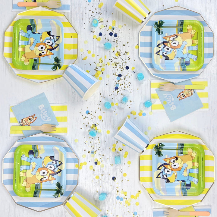 SOLEIL YELLOW CABANA SIGNATURE STRIPE PLATES Bonjour Fete Plates Bonjour Fete - Party Supplies