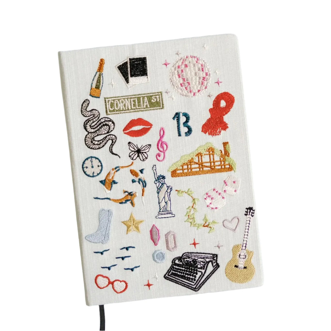 EMBROIDERED TAYLOR SWIFT HARDCOVER NOTEBOOK Gracefully Made Art Arts & Crafts EMBROIDERED TAYLOR SWIFT HARDCOVER NOTEBOOK Bonjour Fete - Party Supplies