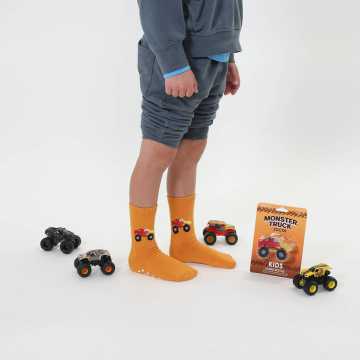 3D Packaged Crew Socks - Kids - Monster Truck - Orange Living Royal 3D Packaged Crew Socks - Kids - Monster Truck - Orange Bonjour Fete - Party Supplies