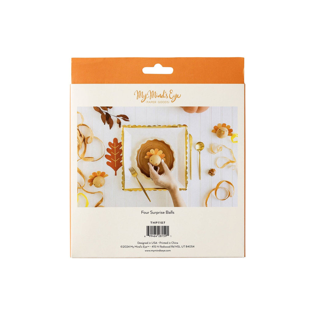 THANKSGIVING TURKEY SURPRISE BALLS My Mind’s Eye Thanksgiving Favors & Crackers Bonjour Fete - Party Supplies