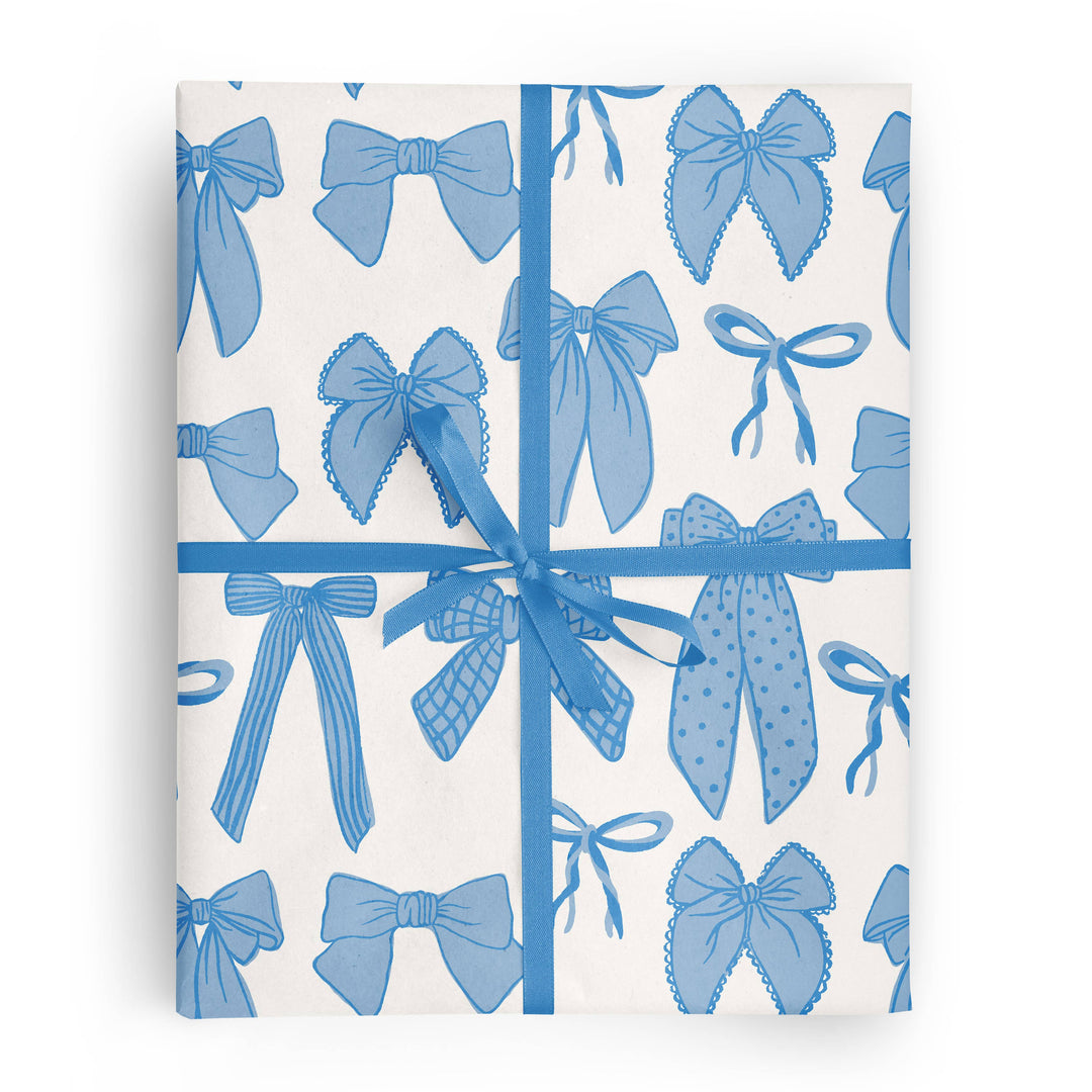 Blue Bows Wrapping Paper Roll Vivie and Ash Bonjour Fete - Party Supplies