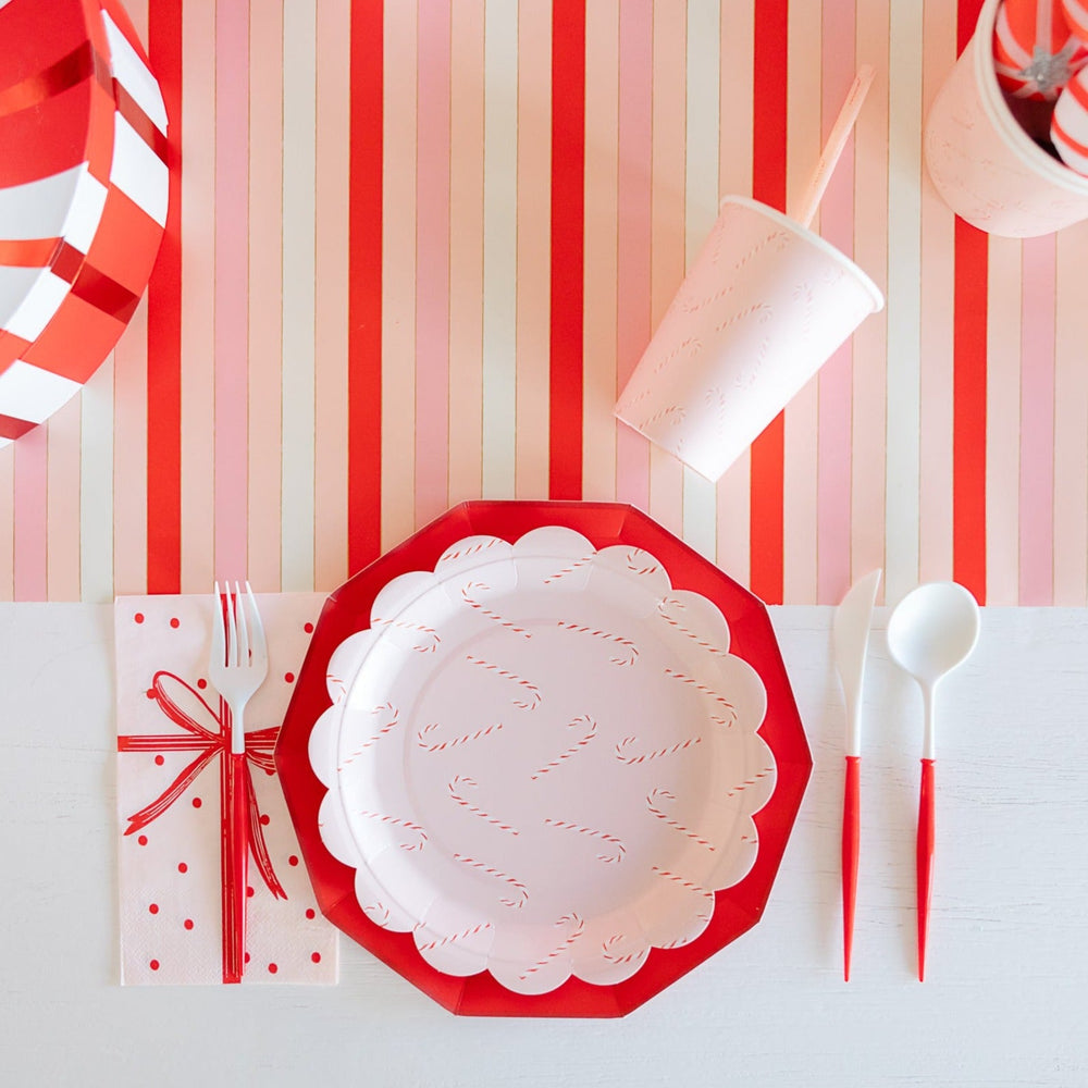 STRIPES & CANDY CANE REUSABLE STRAWS My Mind’s Eye 0 Faire Bonjour Fete - Party Supplies