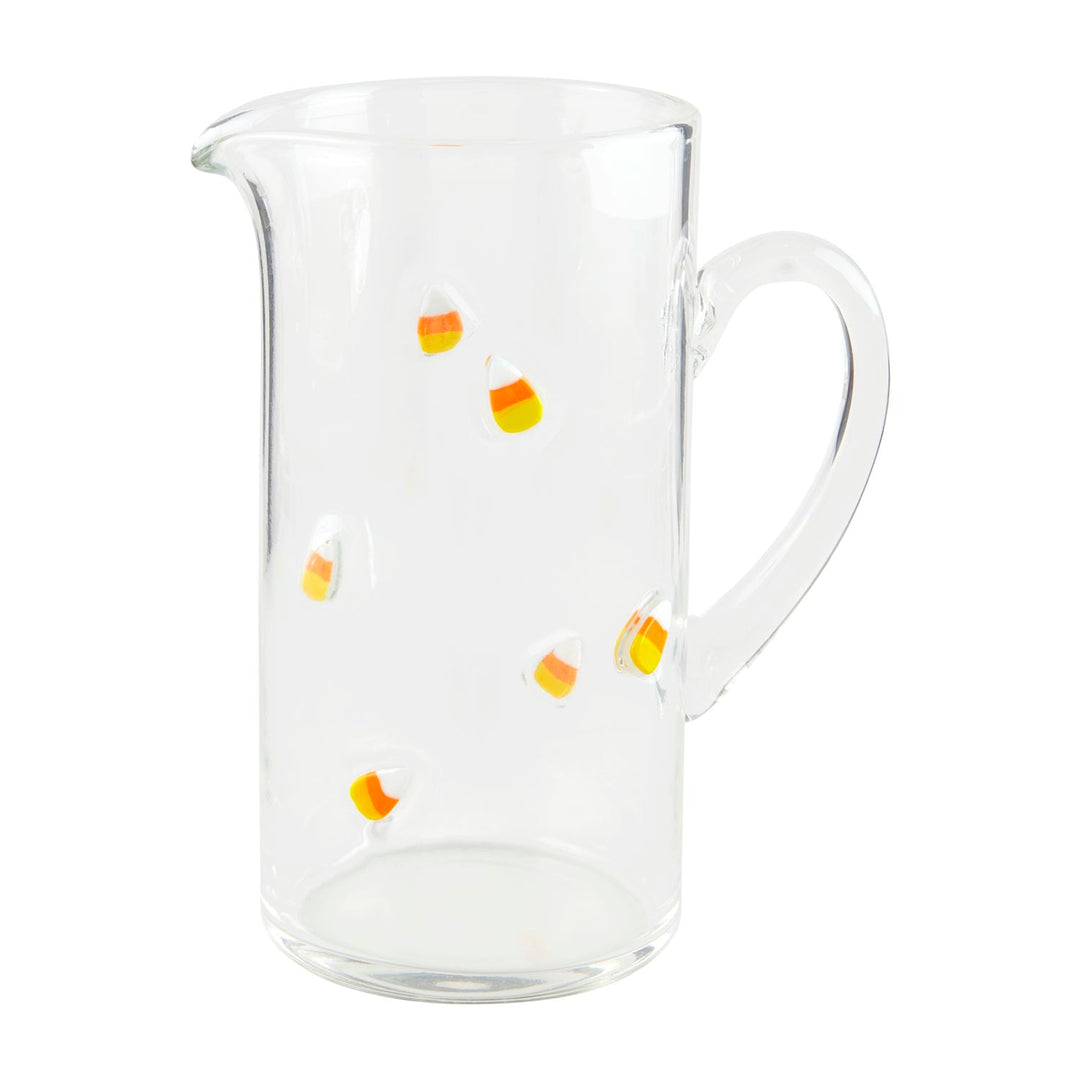 CANDY CORN GLASS PITCHER Mud Pie Halloween Home Decor Bonjour Fete - Party Supplies