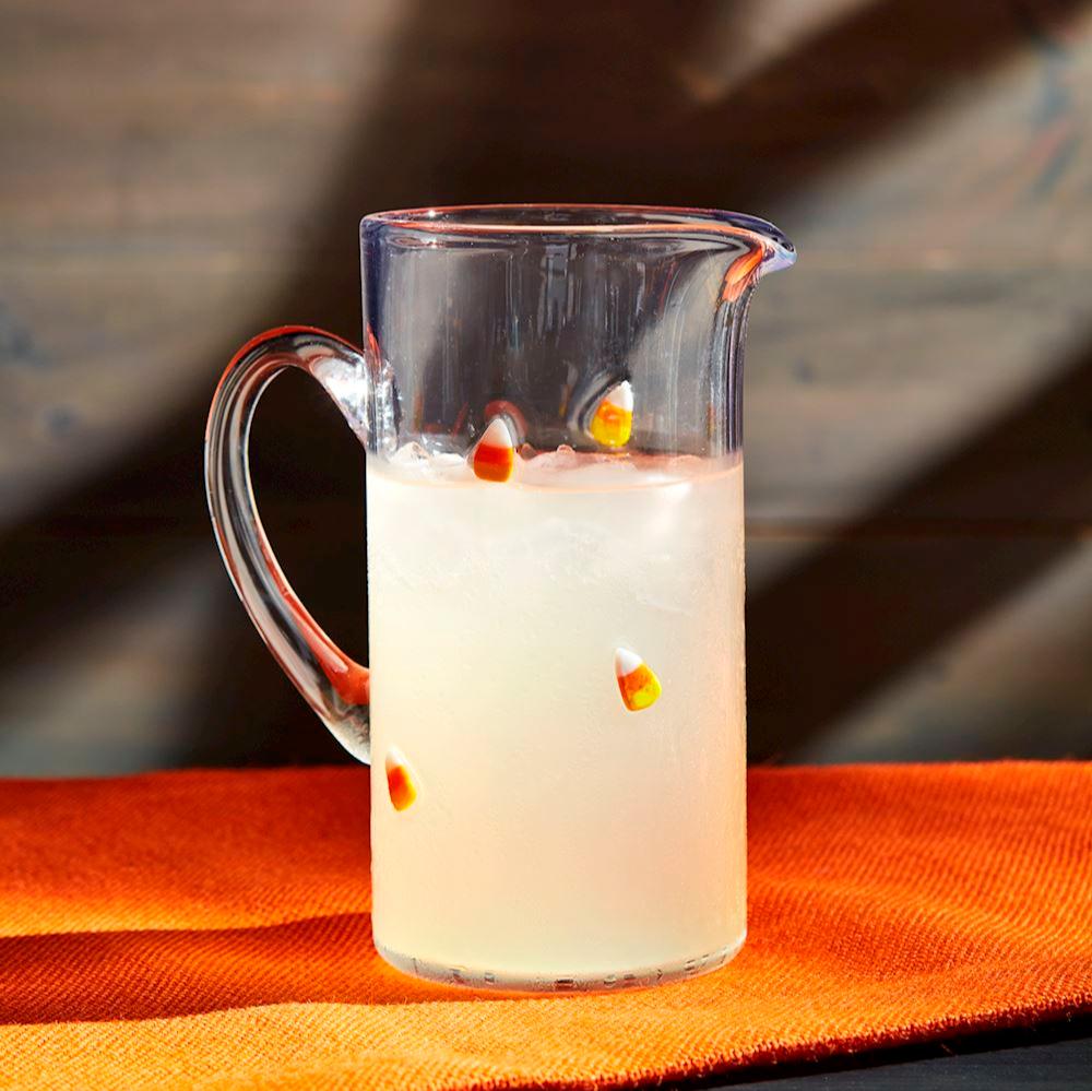 CANDY CORN GLASS PITCHER Mud Pie Halloween Home Decor Bonjour Fete - Party Supplies