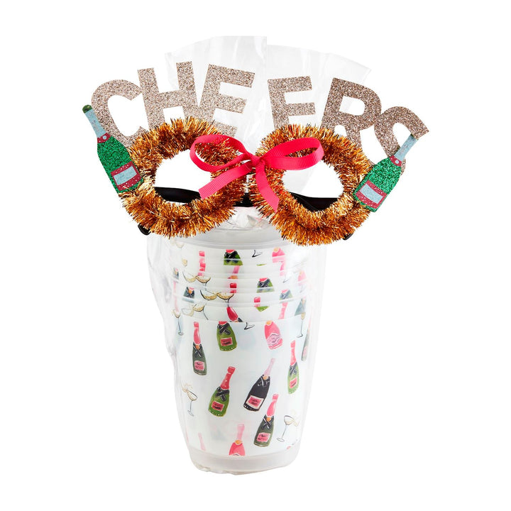 CHRISTMAS PARTY CUP GIFT SET Mud Pie Stocking Stuffers & Holiday Party Favors WHITE Bonjour Fete - Party Supplies