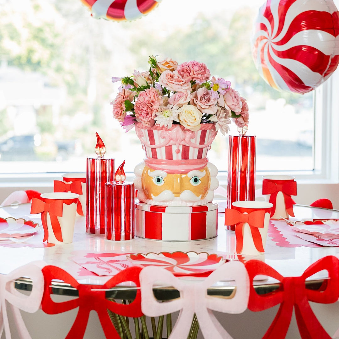 RED & PINK BOW PAPER CUPS My Mind’s Eye Christmas Holiday Party Supplies RED & PINK BOW PAPER CUPS Bonjour Fete - Party Supplies