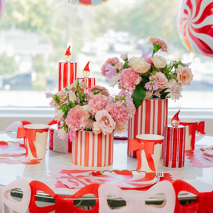 PEPPERMINT STRIPE VASE Accent Decor Christmas Holiday Kitchen & Entertaining PEPPERMINT STRIPE VASE Bonjour Fete - Party Supplies