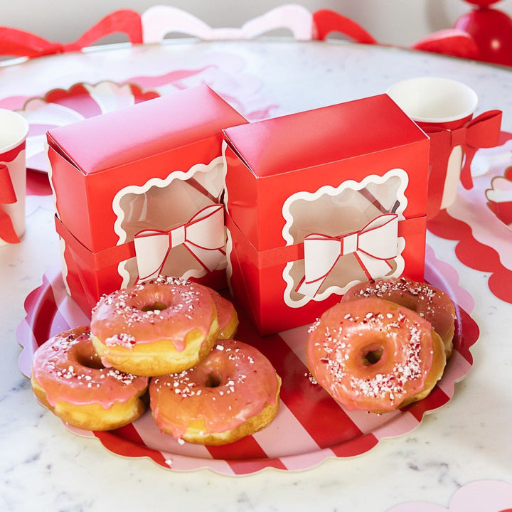 RED BOW RIC RAC TREAT BOXES My Mind’s Eye Christmas Holiday Baking RED BOW RIC RAC TREAT BOXES Bonjour Fete - Party Supplies