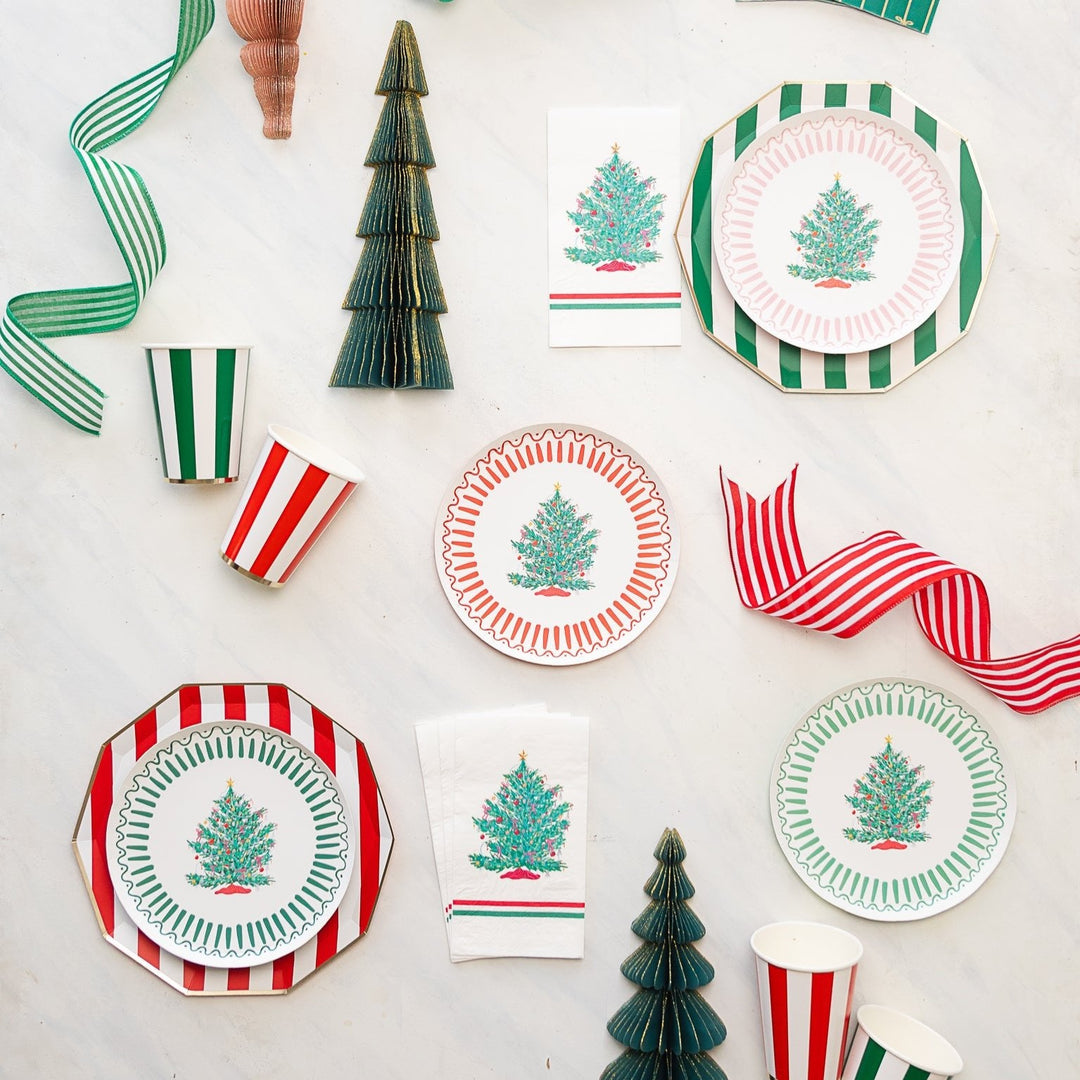 BONJOUR FÊTE X ONE & ONLY PAPER CHRISTMAS TREE SMALL PLATES Bonjour Fete Plates Bonjour Fete - Party Supplies