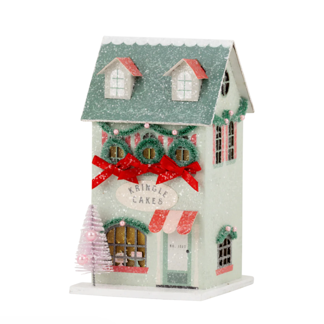 CHRISTMAS VILLAGE CAKE SHOPPE My Mind’s Eye Christmas Trees & Houses Bonjour Fete - Party Supplies