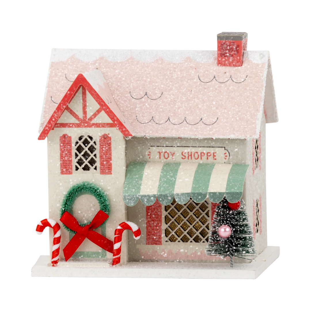 CHRISTMAS VILLAGE TOY SHOP My Mind’s Eye Christmas Trees & Houses Bonjour Fete - Party Supplies