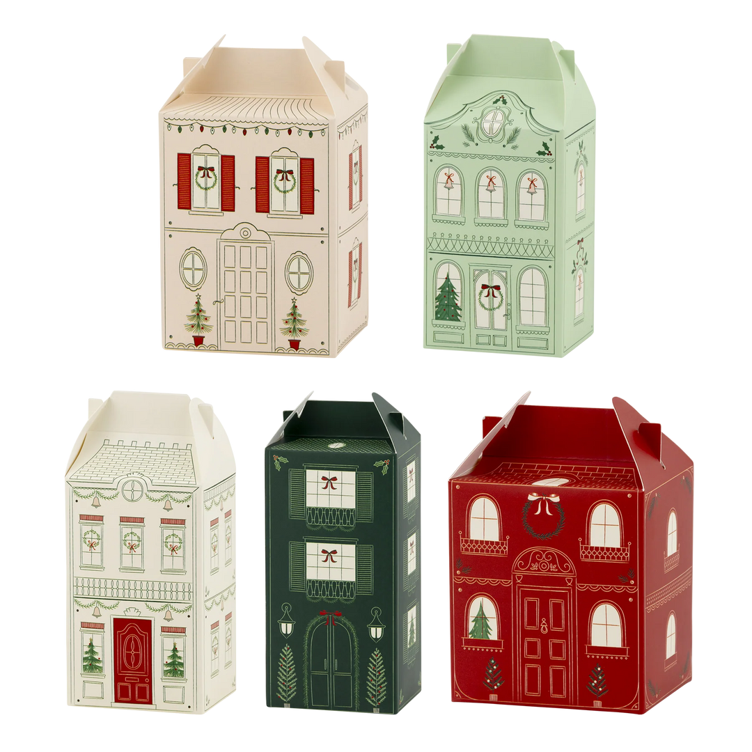 CHRISTMAS VILLAGE TREAT BOXES My Mind’s Eye Christmas Holiday Party Supplies Bonjour Fete - Party Supplies