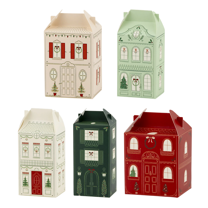 CHRISTMAS VILLAGE TREAT BOXES My Mind’s Eye Christmas Holiday Party Supplies Bonjour Fete - Party Supplies