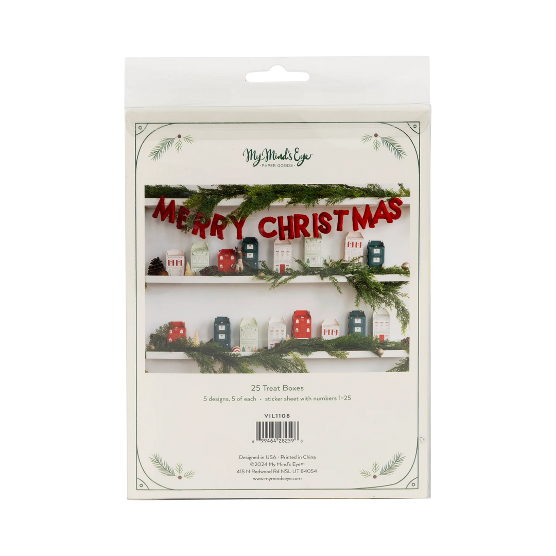 CHRISTMAS VILLAGE TREAT BOXES My Mind’s Eye Christmas Holiday Party Supplies Bonjour Fete - Party Supplies