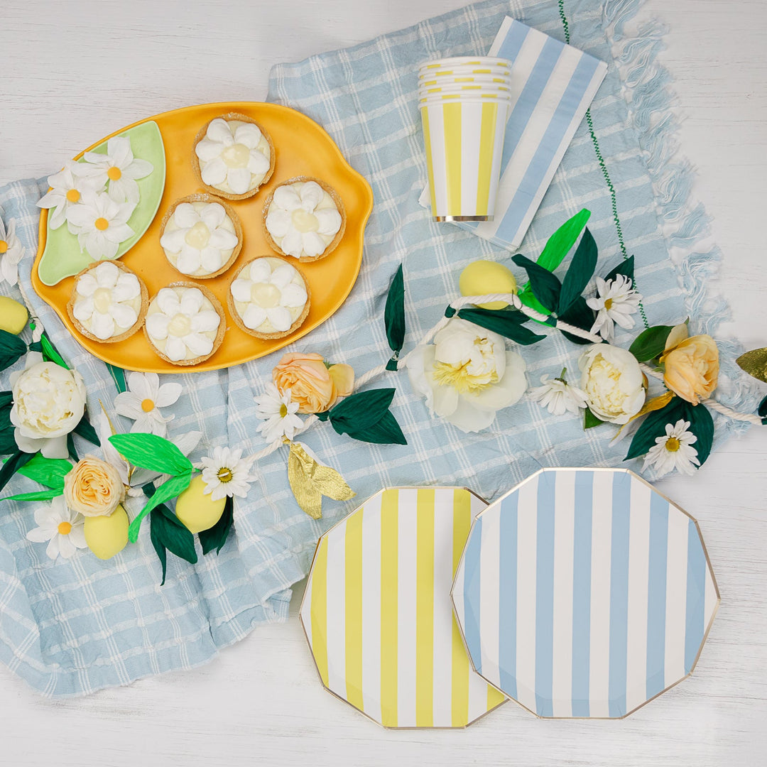 SOLEIL YELLOW CABANA SIGNATURE STRIPE PLATES Bonjour Fete Plates Bonjour Fete - Party Supplies