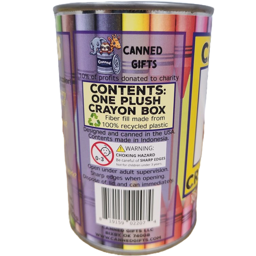 Canned Crayon Box - Teacher School Gift in Can w/Funny Jokes: Pop Top Lid Canned Gifts Canned Crayon Box - Teacher School Gift in Can w/Funny Jokes: Pop Top Lid Bonjour Fete - Party Supplies