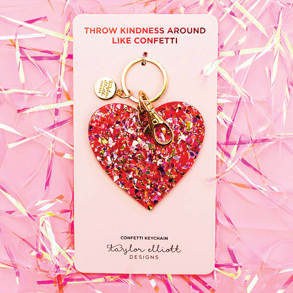 VDay Heart Confetti Keychain Taylor Elliott Designs Bonjour Fete - Party Supplies