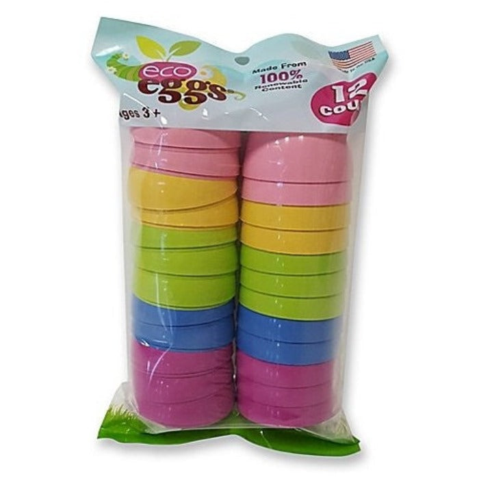 ECO EGGS LARGE FILLABLE EASTER EGGS Eco Eggs Egg Hunt 12 PIECES UNSNAPPED IN SLEEVE Bonjour Fete - Party Supplies