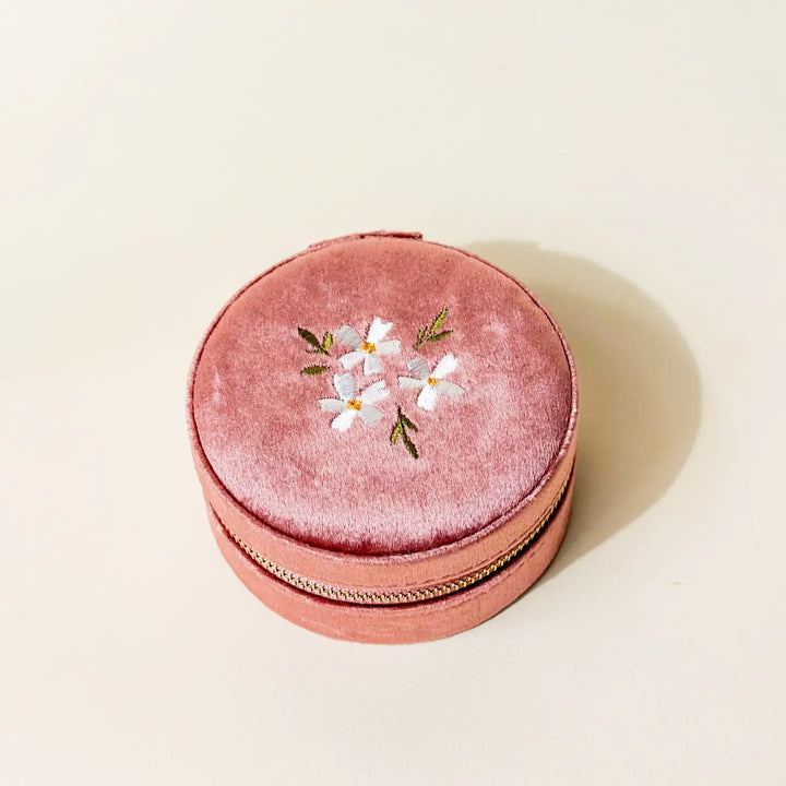 ROUND VELVET JEWELRY CASE The Darling Effect Adult Jewelry & Accessories ROSE ROUND VELVET JEWELRY CASE Bonjour Fete - Party Supplies