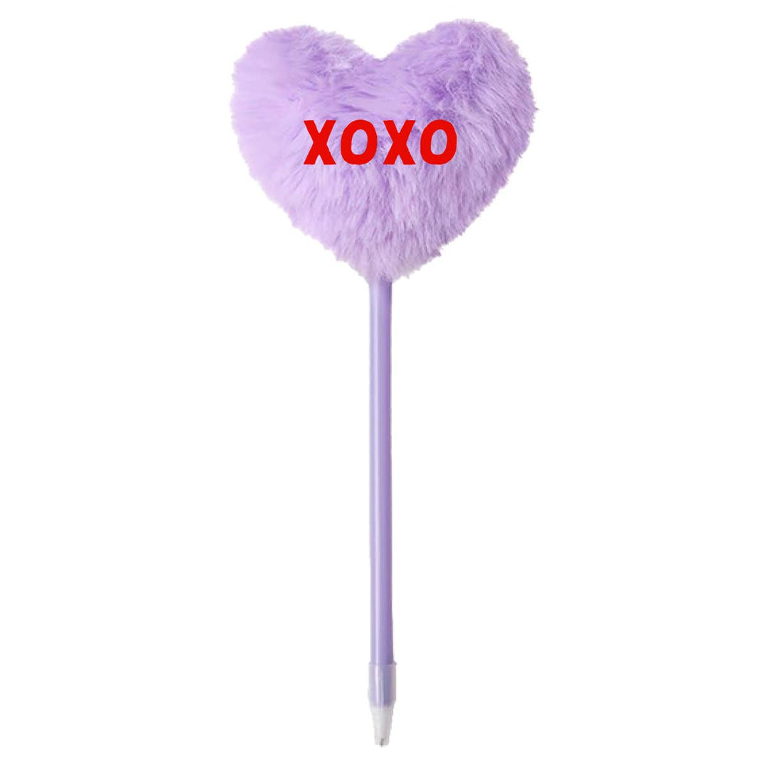 Valentine's Pen | Purple XOXO Fuzzy Heart Pen soiree-sisters Valentine's Pen | Purple XOXO Fuzzy Heart Pen Bonjour Fete - Party Supplies