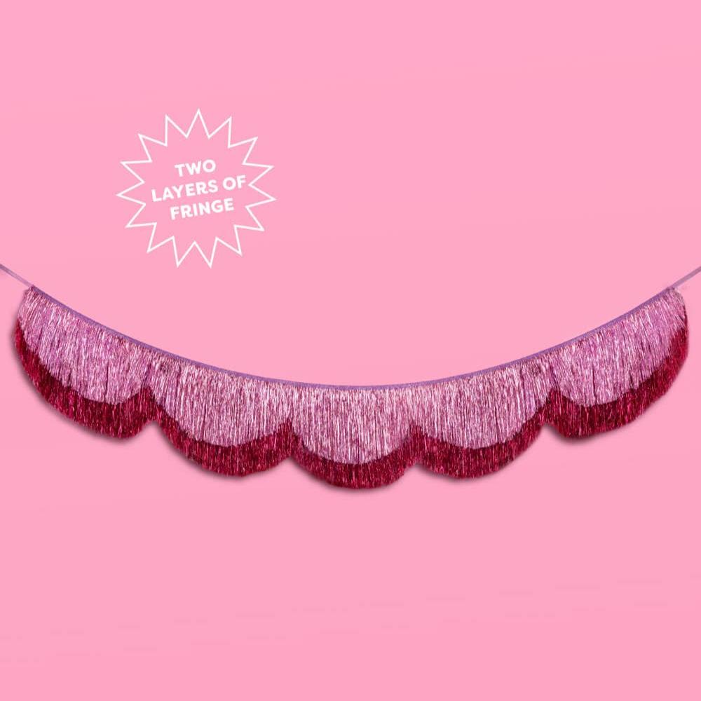 Tickled Pink Fringe - scalloped banner, purple xo, Fetti Tickled Pink Fringe - scalloped banner, purple Bonjour Fete - Party Supplies