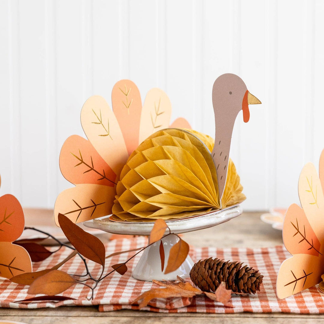 THANKSGIVING HONEYCOMB TURKEYS My Mind’s Eye Thanksgiving Party Decorations Bonjour Fete - Party Supplies