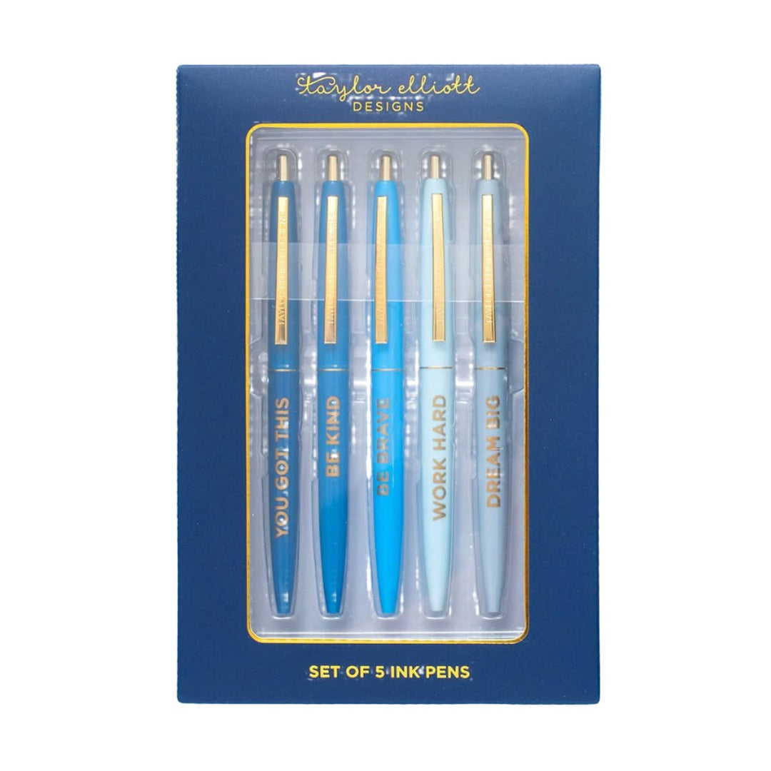 Blue Motivational Pen Set Bonjour Fete Party Supplies Arts & Crafts