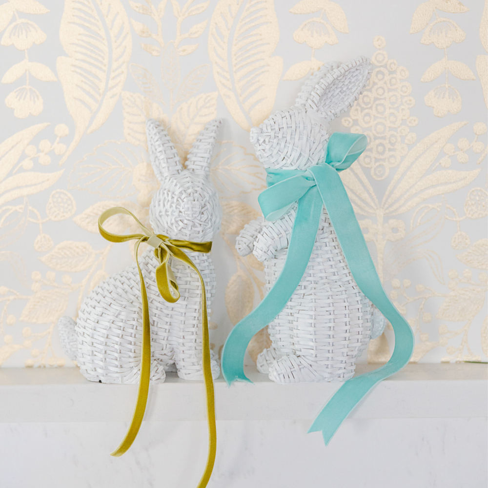 WHITE WICKER BUNNY Boston International Easter Home WHITE WICKER BUNNY Bonjour Fete - Party Supplies