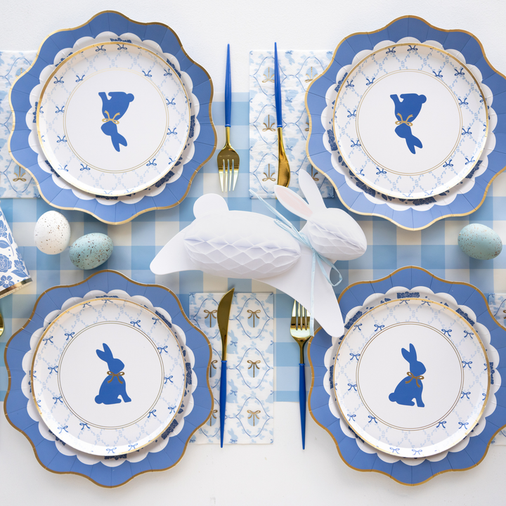 BELLE BLUE ELEGANT FLORAL DINNER PLATES Bonjour Fete Plates BELLE BLUE ELEGANT FLORAL DINNER PLATES Bonjour Fete - Party Supplies