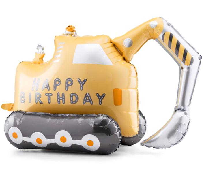 EXCAVATOR HAPPY BIRTHDAY FOIL BALLOON Party Deco Balloons Bonjour Fete - Party Supplies