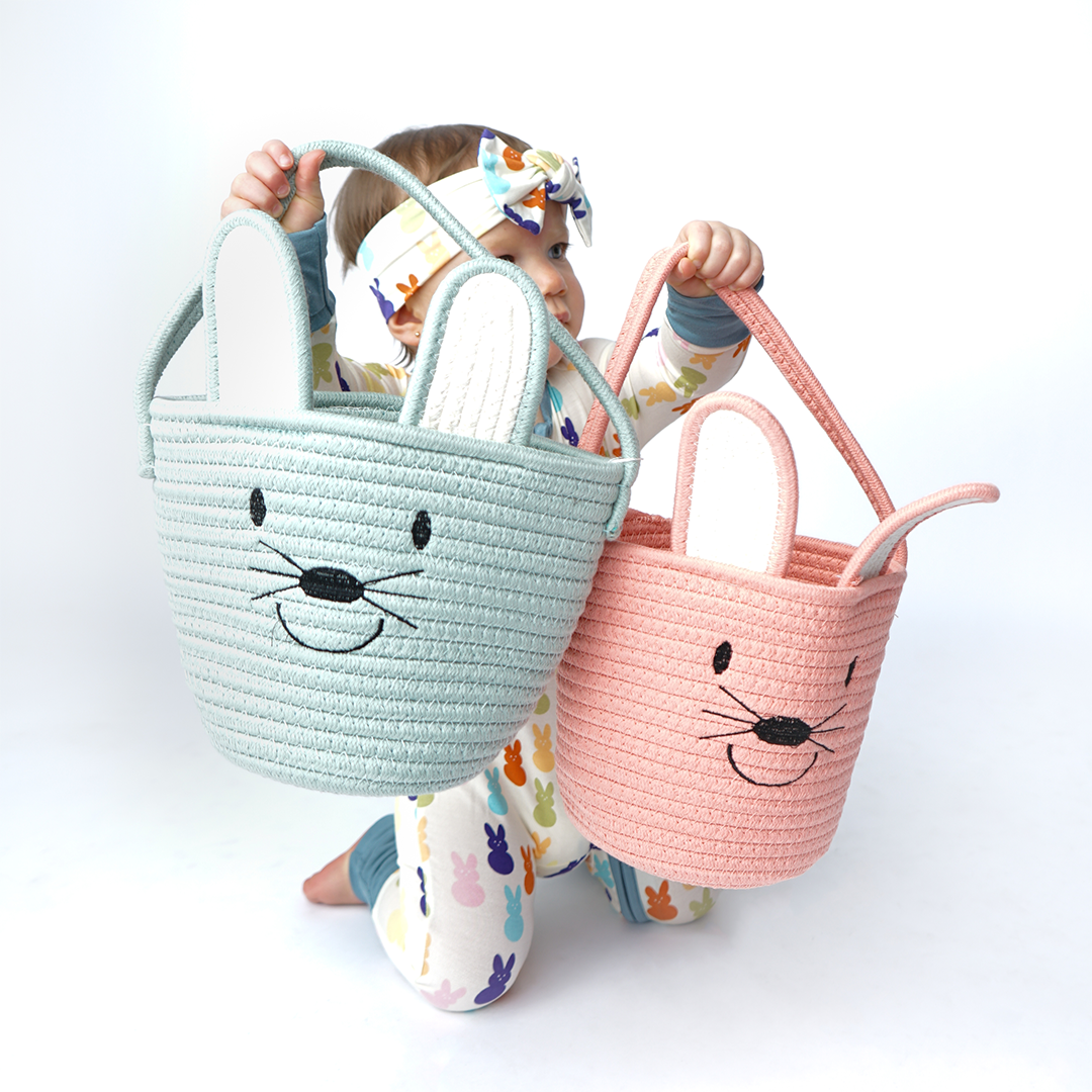 Rope Easter Basket - Pink Bunny, Lucy's Room Emerson and Friends Bonjour Fete - Party Supplies