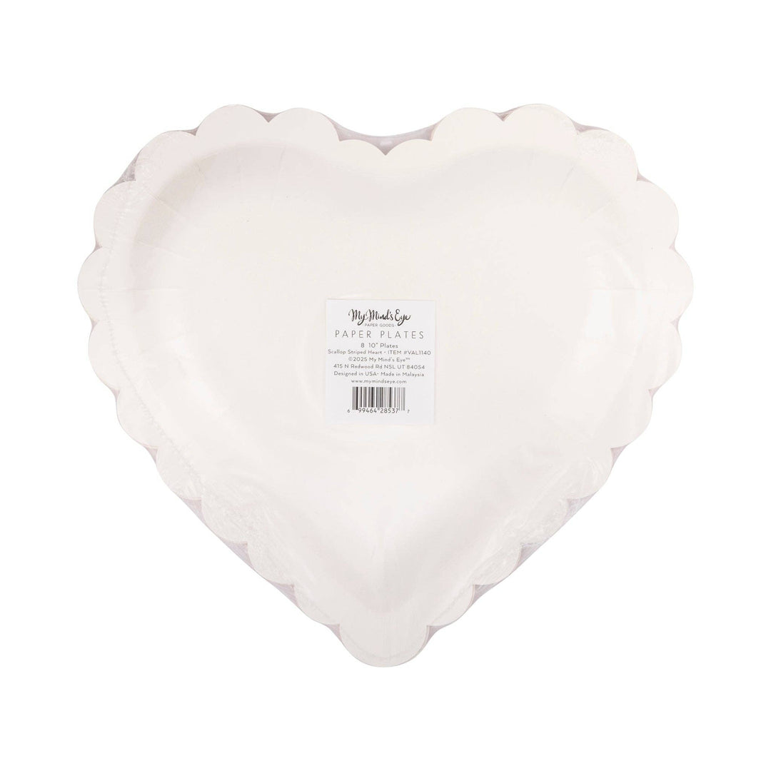 VAL1140 - Scalloped Striped Heart Plate My Mind’s Eye VAL1140 - Scalloped Striped Heart Plate Bonjour Fete - Party Supplies