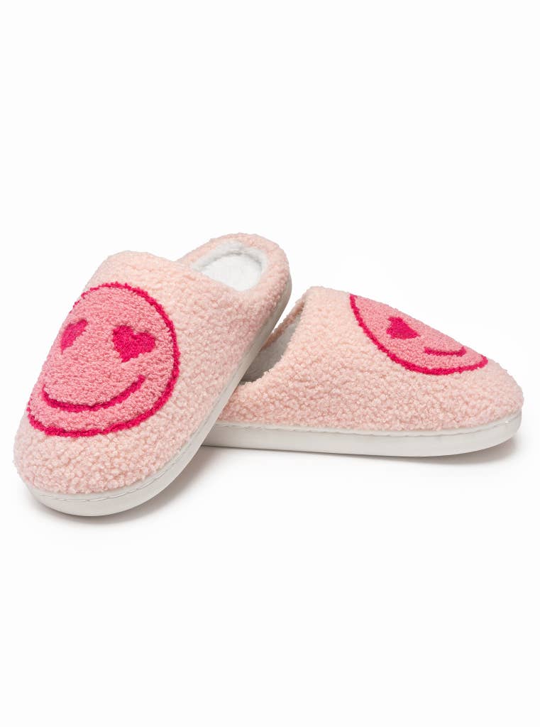 Indoor / Outdoor Slippers - Heart Eyes Happy Faces - Pink: M/L Living Royal Indoor / Outdoor Slippers - Heart Eyes Happy Faces - Pink: M/L Bonjour Fete - Party Supplies