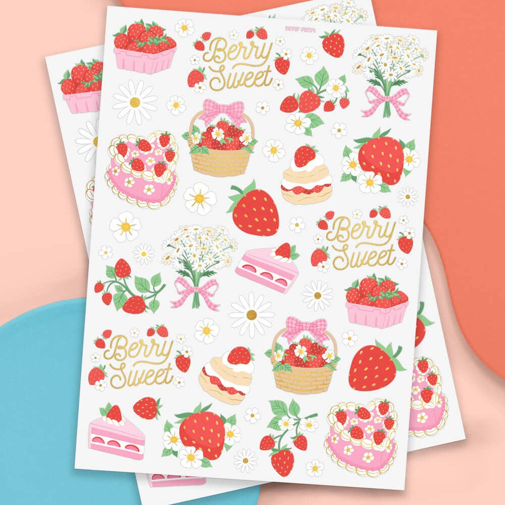 Strawberry Sweet Fruit Birthday Party Tattoos, Summer Picnic Petit Fetti Strawberry Sweet Fruit Birthday Party Tattoos, Summer Picnic Bonjour Fete - Party Supplies