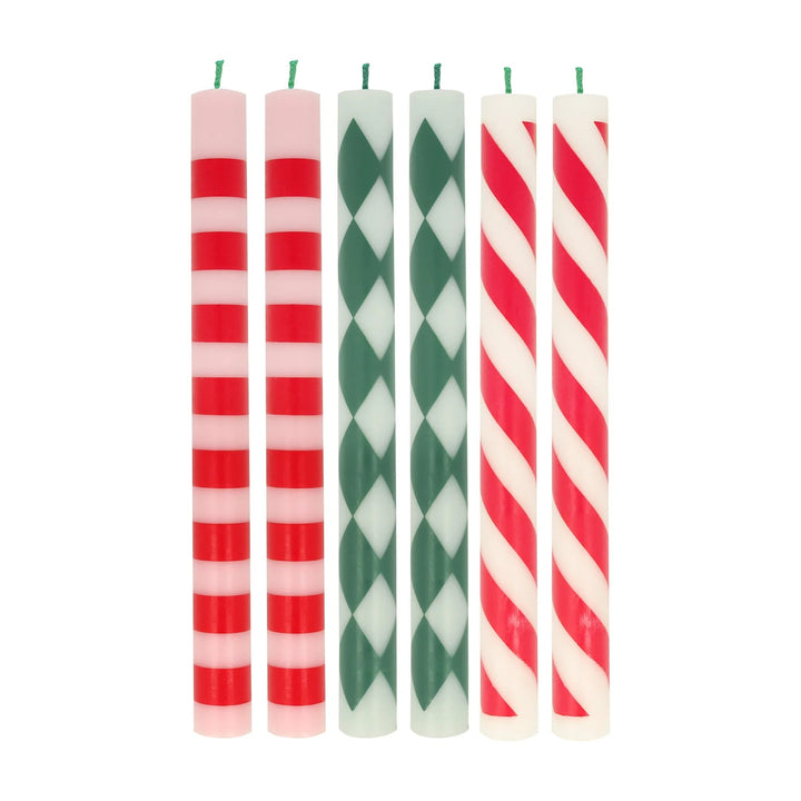 FESTIVE STRIPE TABLE CANDLES Meri Meri Bonjour Fete - Party Supplies