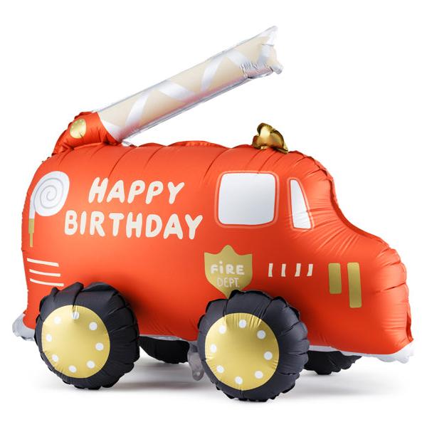 FIRE TRUCK HAPPY BIRTHDAY FOIL BALLOON Party Deco Balloons Bonjour Fete - Party Supplies