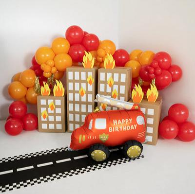 FIRE TRUCK HAPPY BIRTHDAY FOIL BALLOON Party Deco Balloons Bonjour Fete - Party Supplies