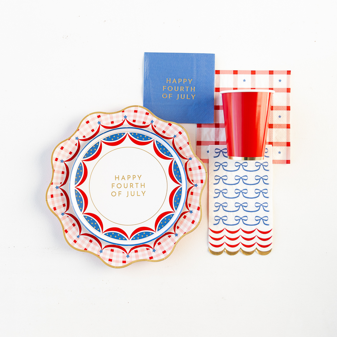 HAPPY 4TH OF JULY DESSERT PLATES Bonjour Fete Plates HAPPY 4TH OF JULY DESSERT PLATES Bonjour Fete - Party Supplies