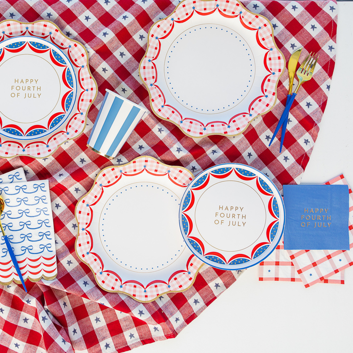 RED GINGHAM 4TH OF JULY LARGE NAPKINS Bonjour Fete Napkins RED GINGHAM 4TH OF JULY LARGE NAPKINS Bonjour Fete - Party Supplies