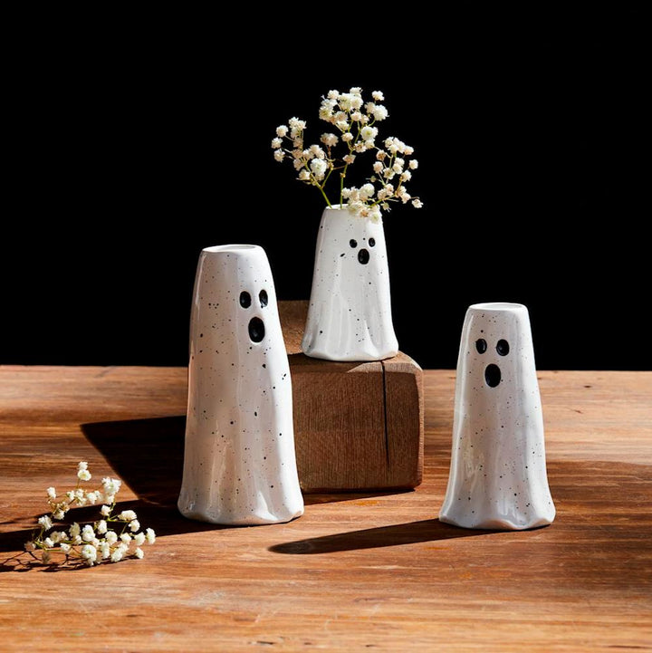 GHOST VASES Mud Pie Halloween Home Decor Bonjour Fete - Party Supplies