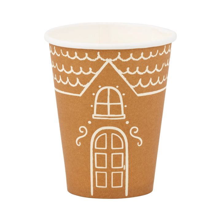 GINGERBREAD HANDLED PAPER CUPS My Mind’s Eye Christmas Holiday Party Supplies Bonjour Fete - Party Supplies