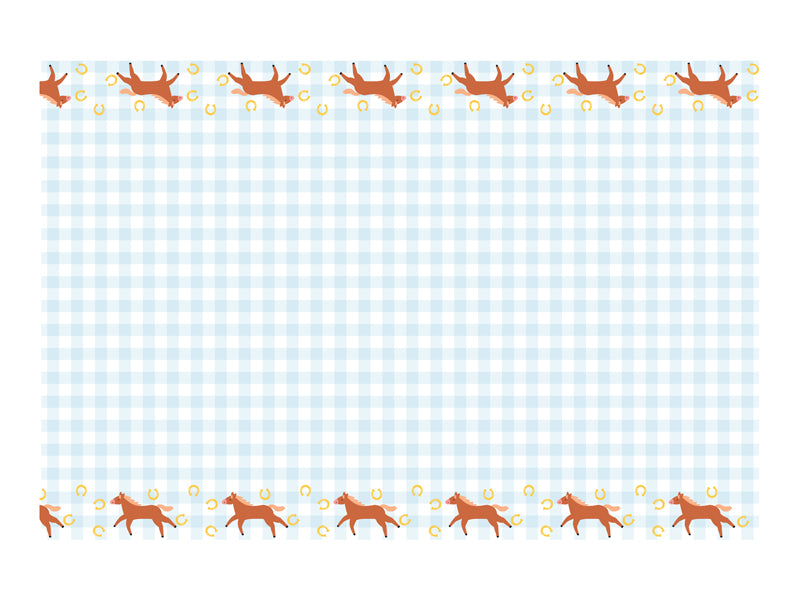 GINGHAM HORSES PAPER TABLECLOTH Party Deco Table Covers & Placemats Bonjour Fete - Party Supplies