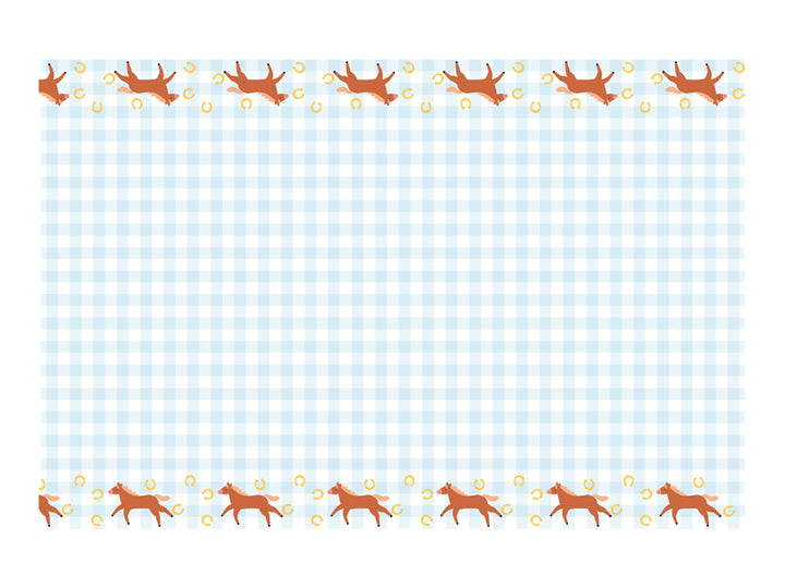 GINGHAM HORSES PAPER TABLECLOTH Party Deco Table Covers & Placemats Bonjour Fete - Party Supplies