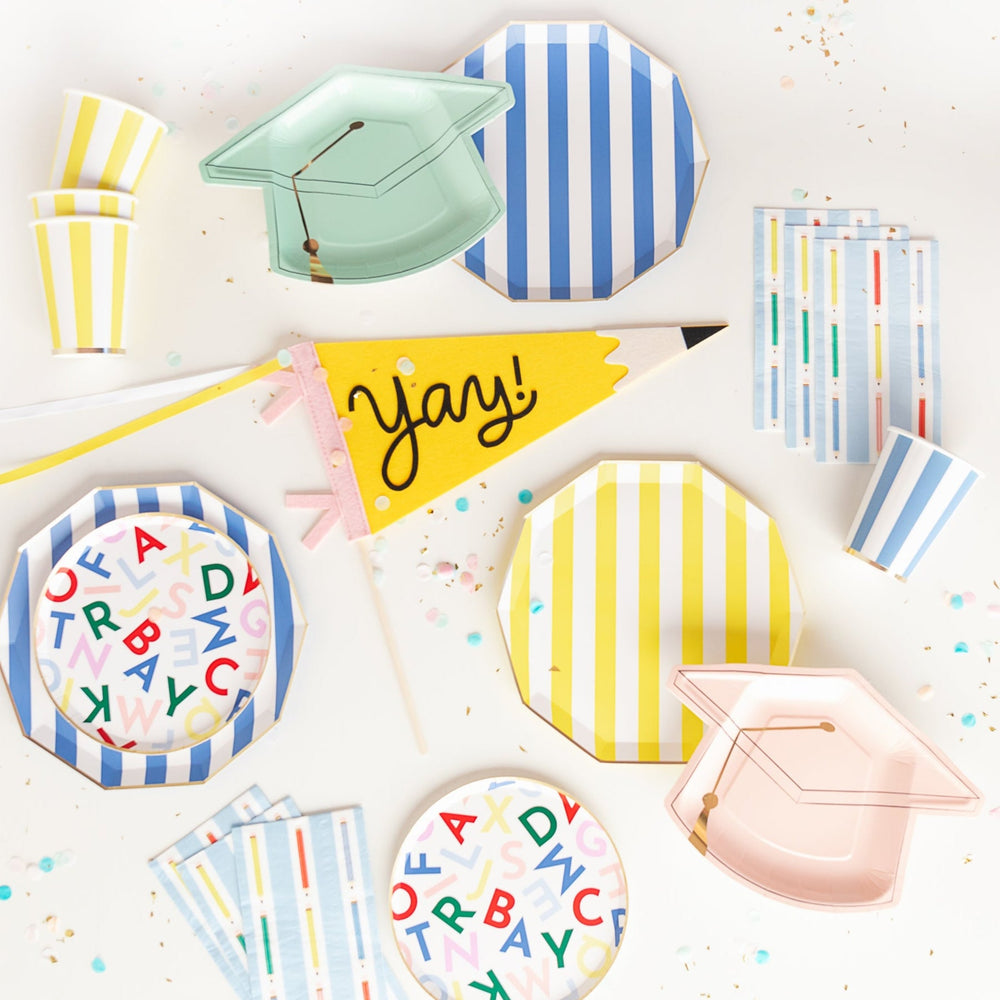 PASTEL GRADUATION CAP PLATES My Mind’s Eye Graduation PASTEL GRADUATION CAP PLATES Bonjour Fete - Party Supplies