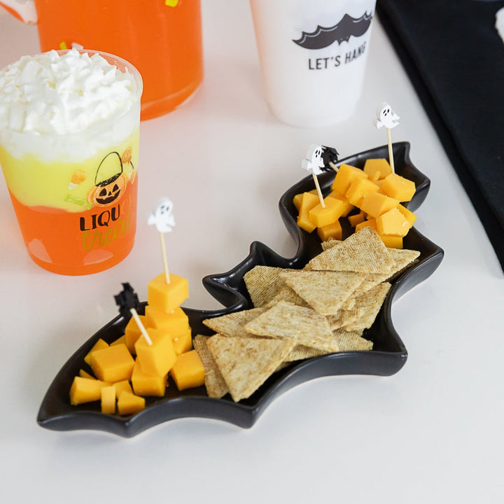 BAT SHAPED SERVING DISH Creative Co-op Halloween Party Supplies Bonjour Fete - Party Supplies