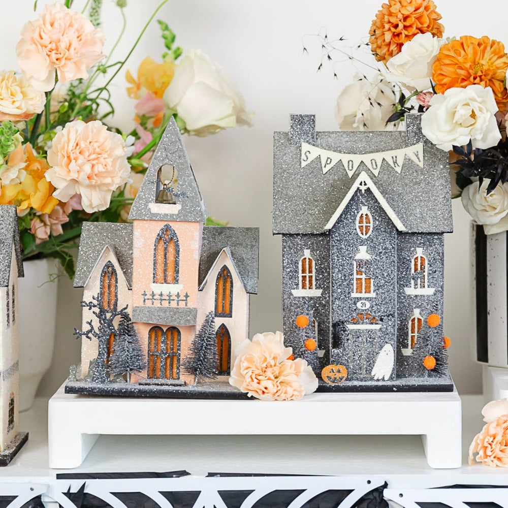 HALLOWEEN CHURCH HAUNTED VILLAGE HOUSE My Mind’s Eye Halloween Home Decor Bonjour Fete - Party Supplies