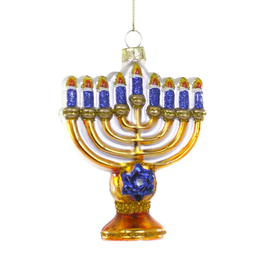 HANUKKAH MENORAH GLASS CANDLE BY CODY FOSTER Cody Foster Co. Christmas Ornament Bonjour Fete - Party Supplies