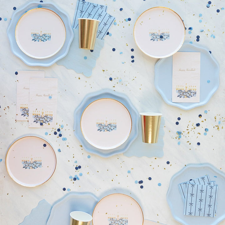 BONJOUR FÊTE X ONE & ONLY PAPER HAPPY HANUKKAH MENORAH SMALL PLATES Bonjour Fete Plates Bonjour Fete - Party Supplies